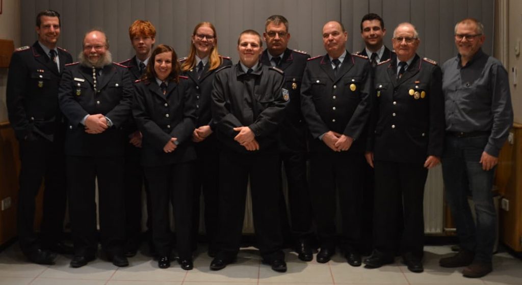 Die Geehrten und Beförderten 2026 Marcel Uhde, Michael Müller, Ruben Korte;annika Forchert, Judith Korte; Max Moll, Guido Hartmann, Andreas Wehrhahn, Sascha Babst, Peter Mendrek